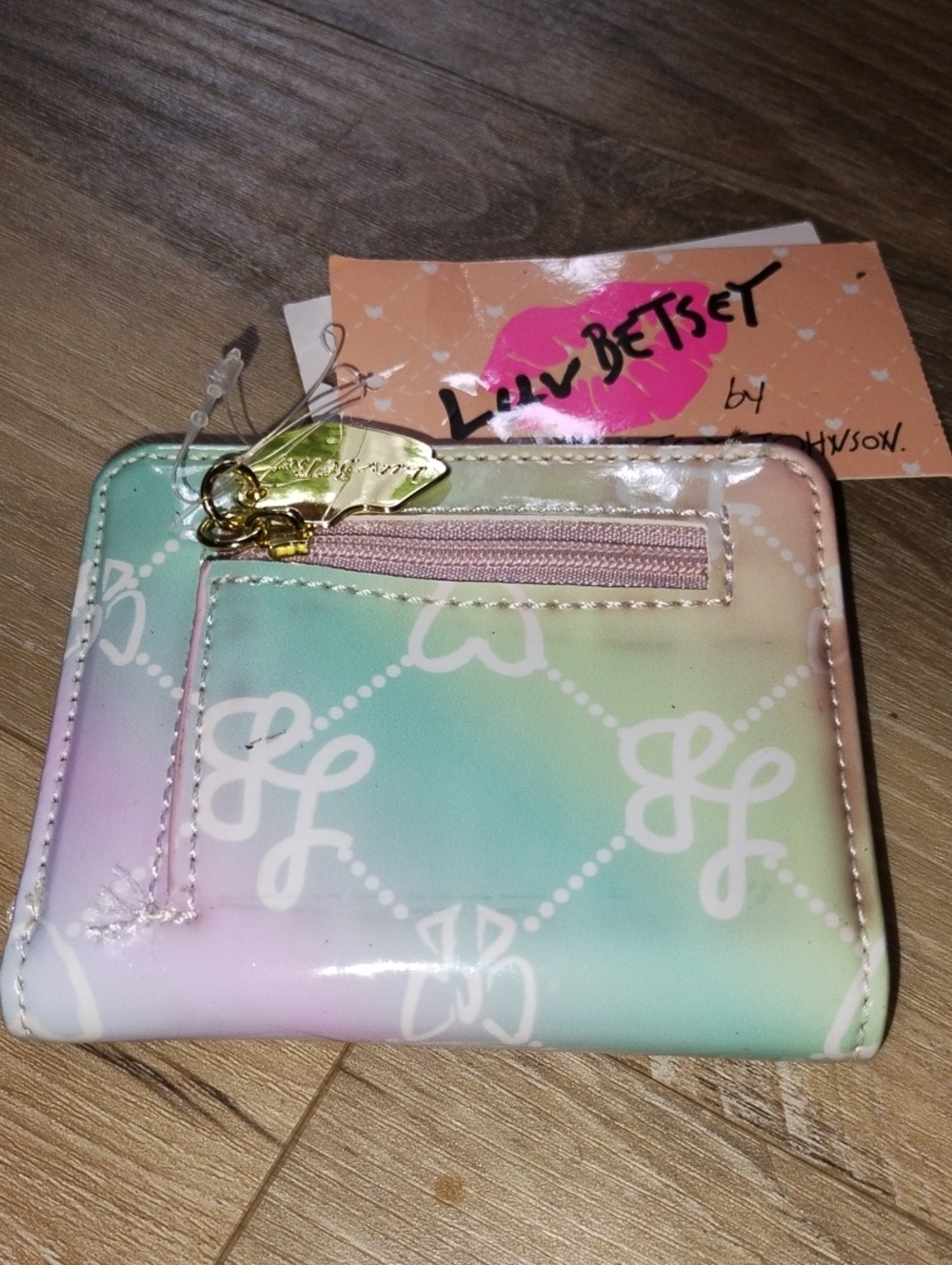Betsey Johnson Pastel Gradient Mini Wallet in Mint Pink Lavender